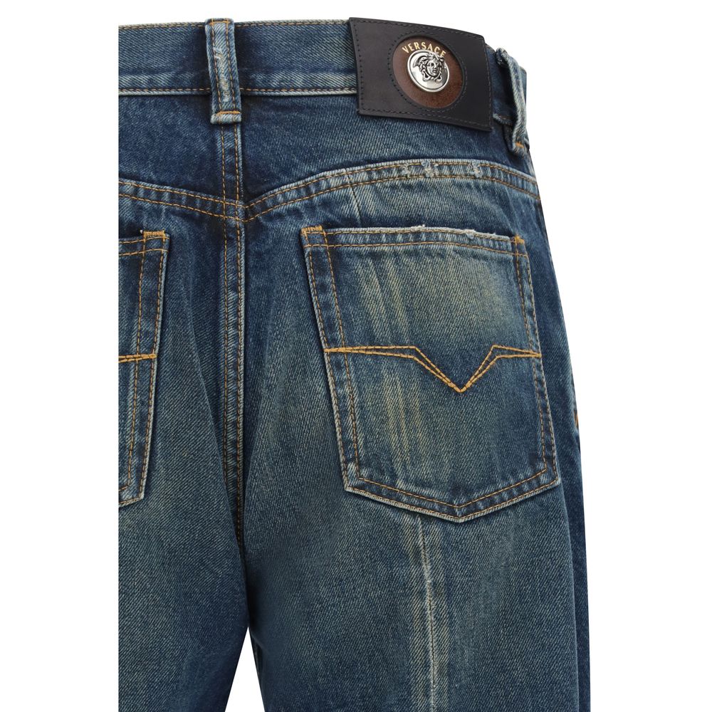 Gerade geschnittene Jeans aus blauer Baumwolle