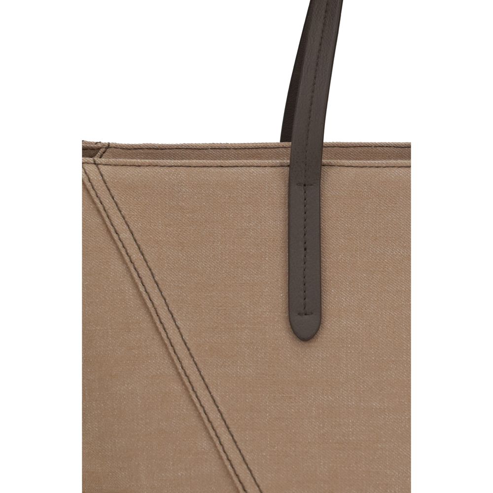 Borsa a spalla in cotone beige