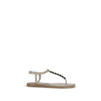 Beige Kalbsleder Bos Taurus Flache Sandalen