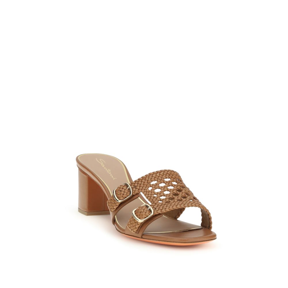 Beige Kalbsleder Plateau-Sandalen vom Bos Taurus
