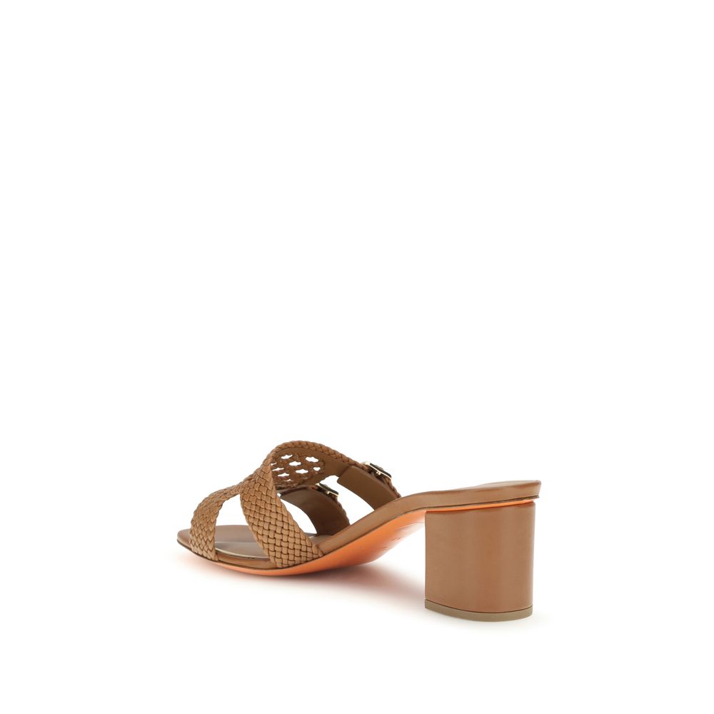 Beige Kalbsleder Plateau-Sandalen vom Bos Taurus