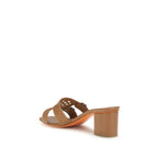 Beige Kalbsleder Plateau-Sandalen vom Bos Taurus