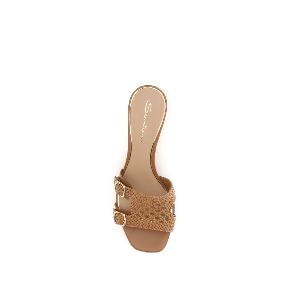 Beige Kalbsleder Plateau-Sandalen vom Bos Taurus