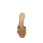 Beige Kalbsleder Plateau-Sandalen vom Bos Taurus