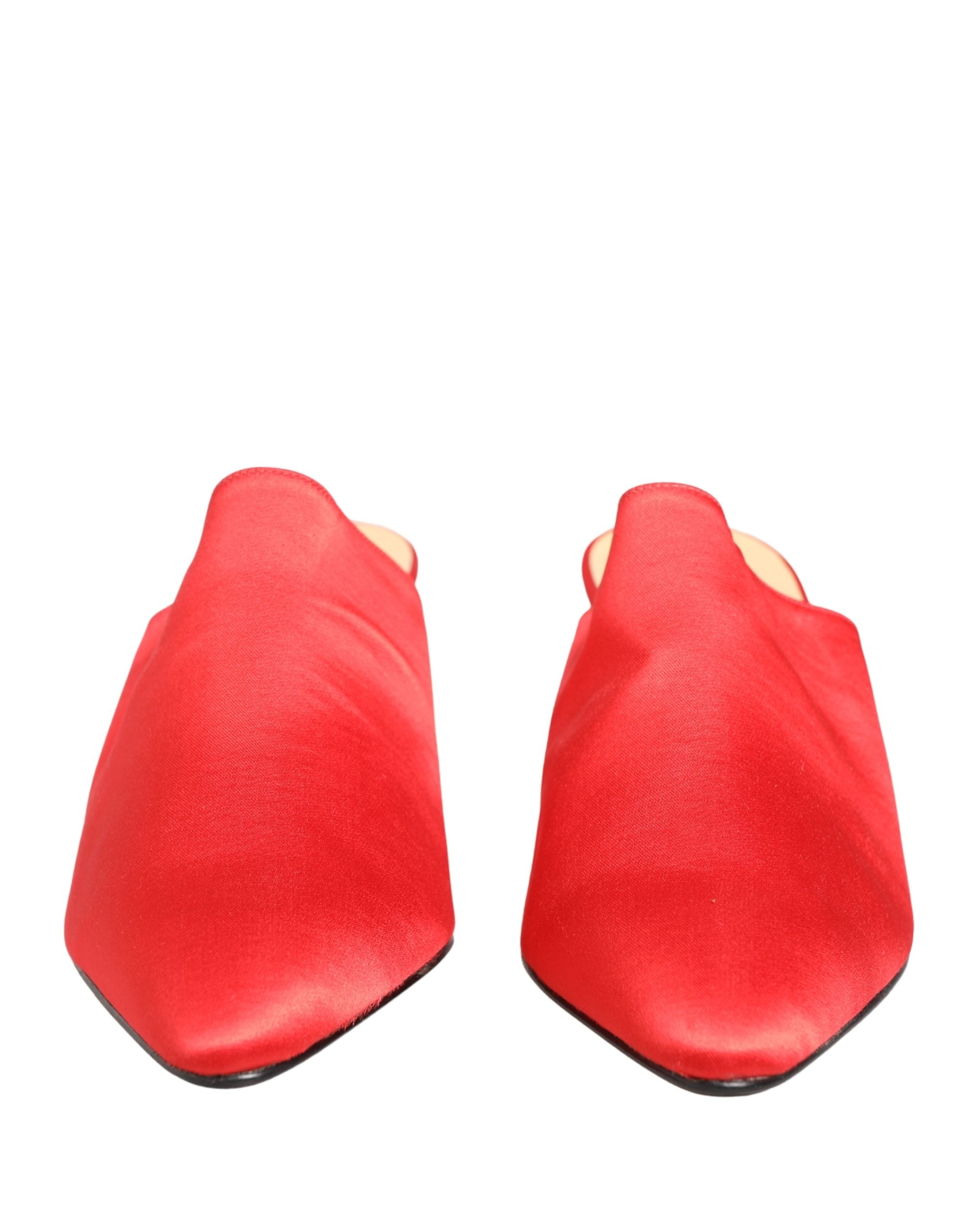 Scarpe Mules con Tacco in Camoscio Rosso