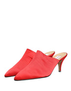 Scarpe Mules con Tacco in Camoscio Rosso