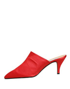 Scarpe Mules con Tacco in Camoscio Rosso