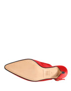 Rote Wildleder Slingback-Pumps