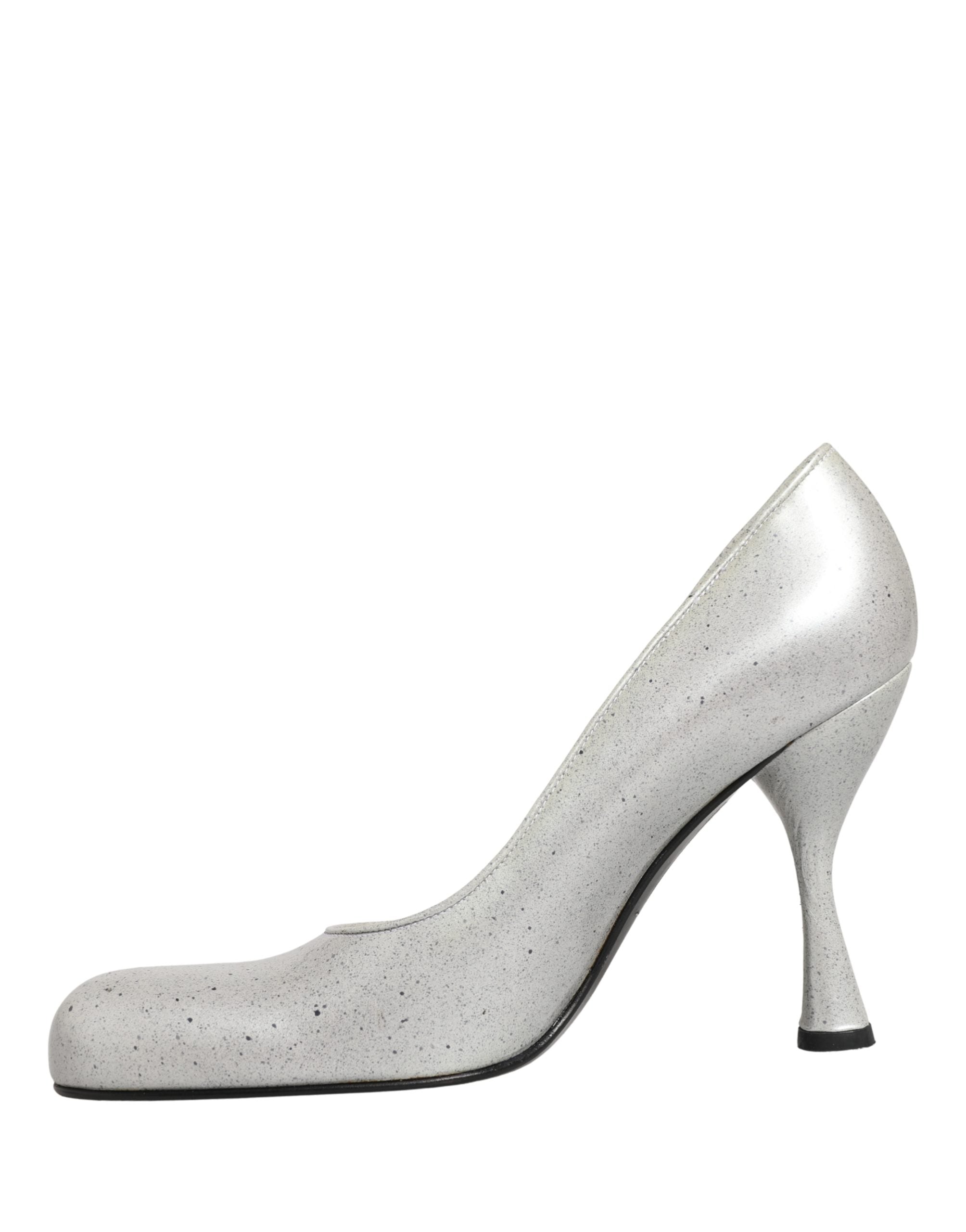 Weiße Leder High Heels Damen Pumps