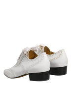 Weiße Leder Brogue Oxford Schnürschuhe