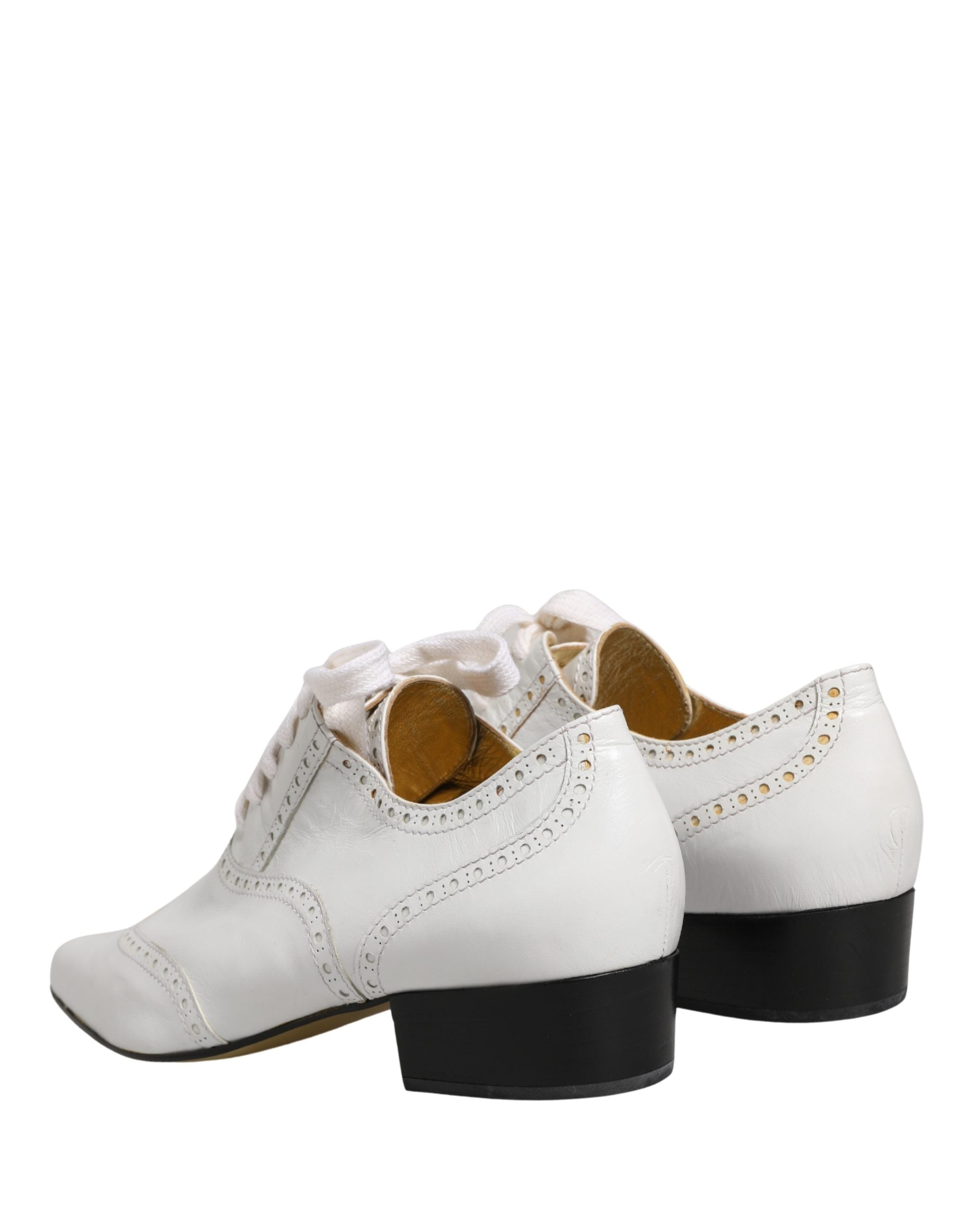Weiße Leder Brogue Oxford Schnürschuhe