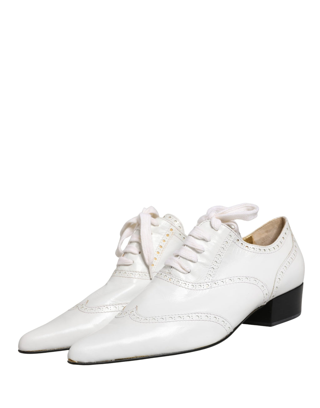 Weiße Leder Brogue Oxford Schnürschuhe