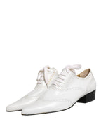 Weiße Leder Brogue Oxford Schnürschuhe