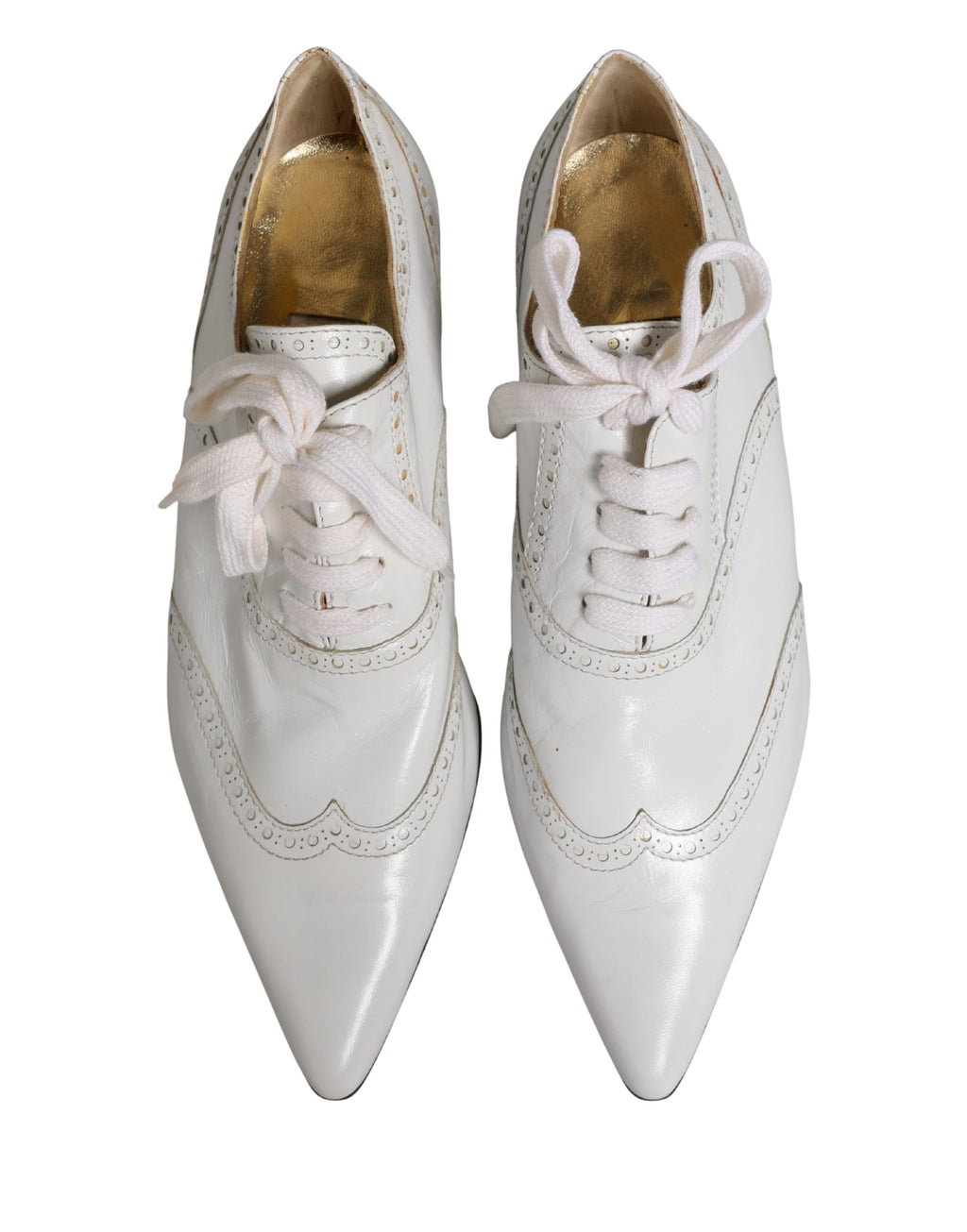 Weiße Leder Brogue Oxford Schnürschuhe