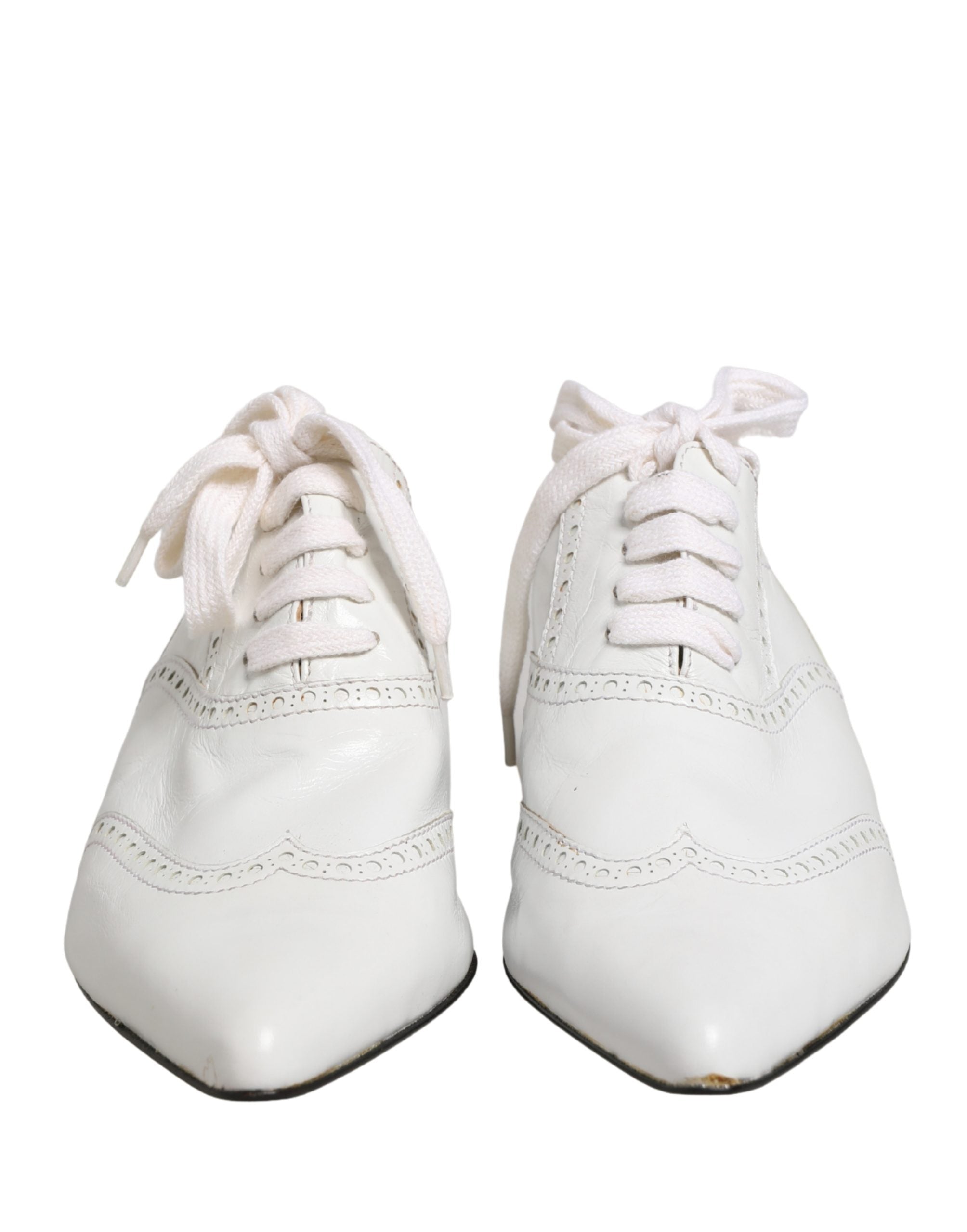 Weiße Leder Brogue Oxford Schnürschuhe