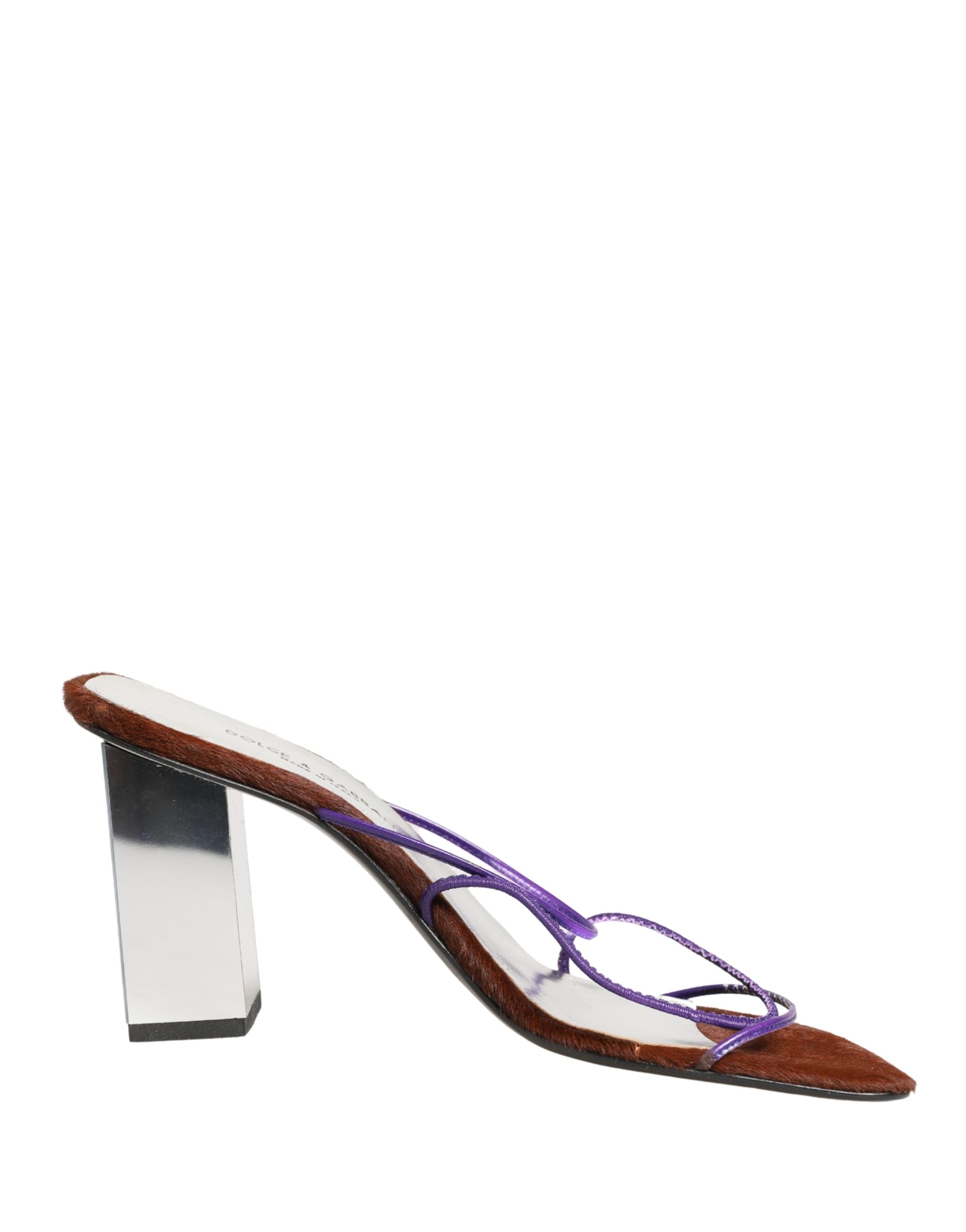 Sandali con tacco a blocco argento slip-on