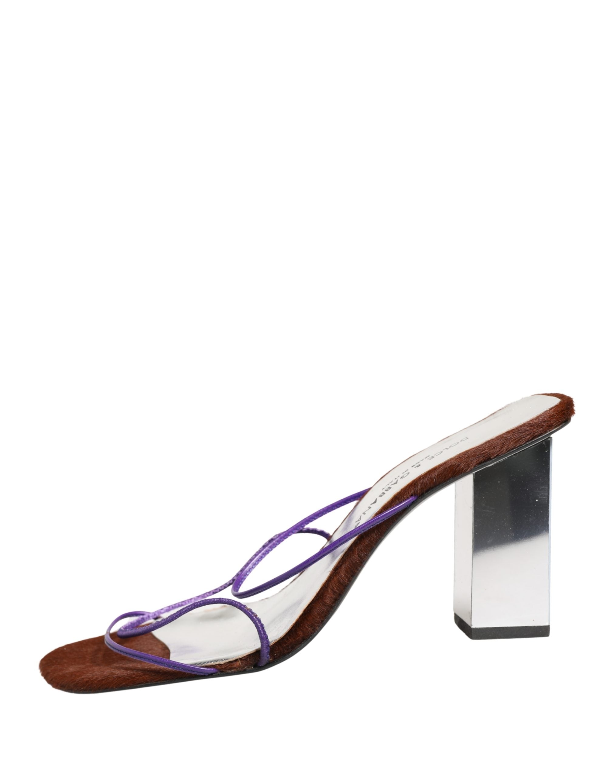 Sandali con tacco a blocco argento slip-on