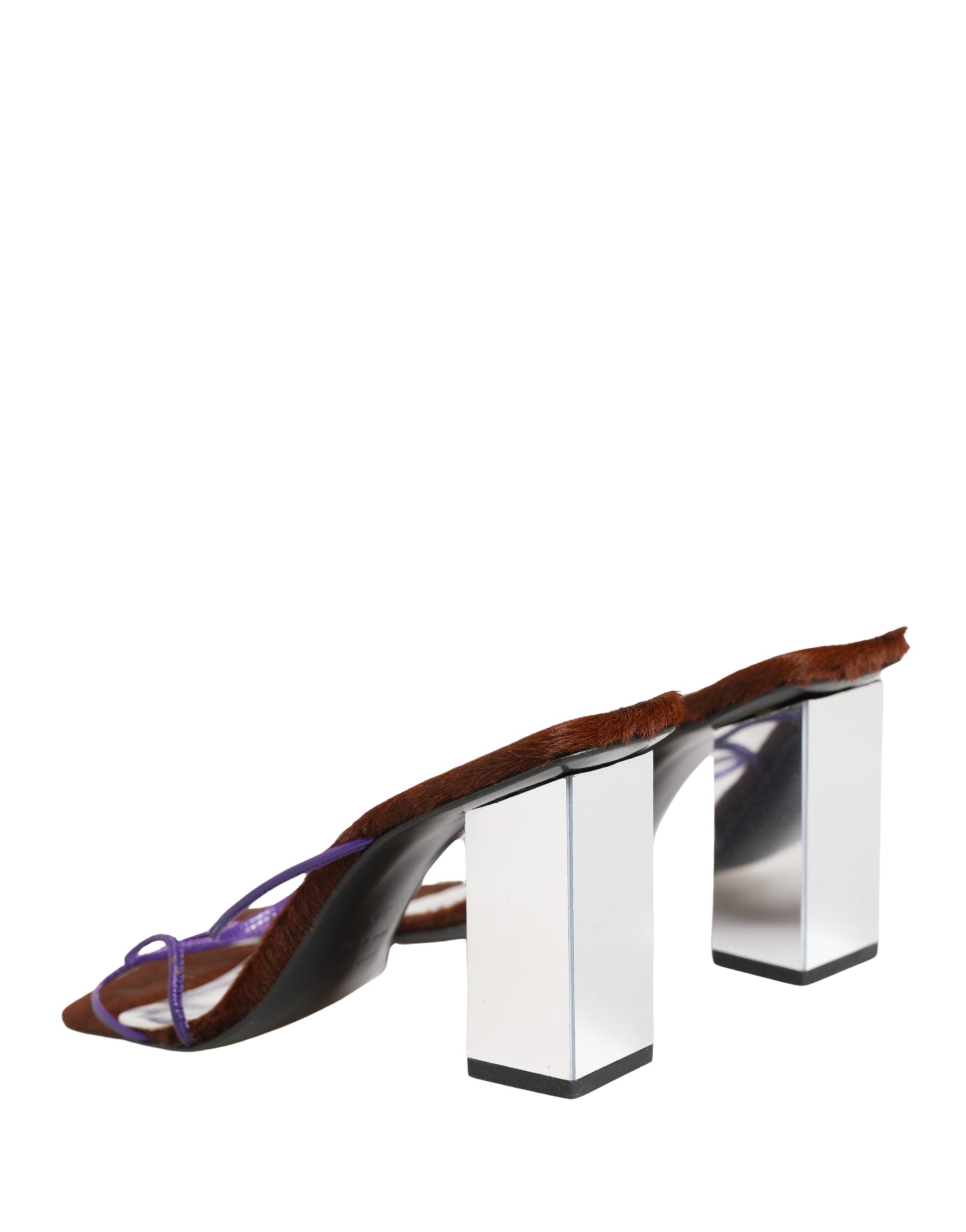 Sandali con tacco a blocco argento slip-on