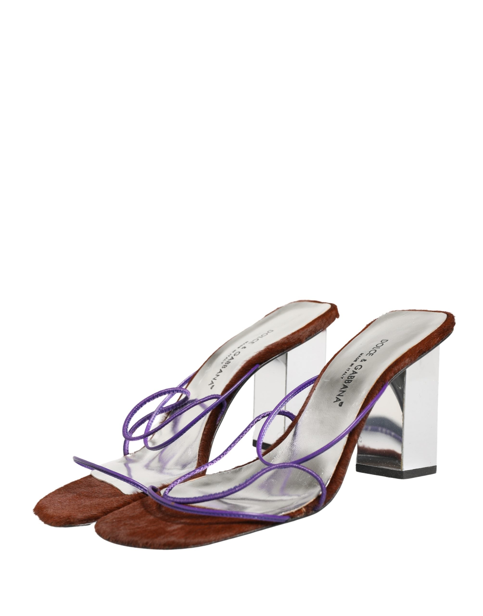 Sandali con tacco a blocco argento slip-on
