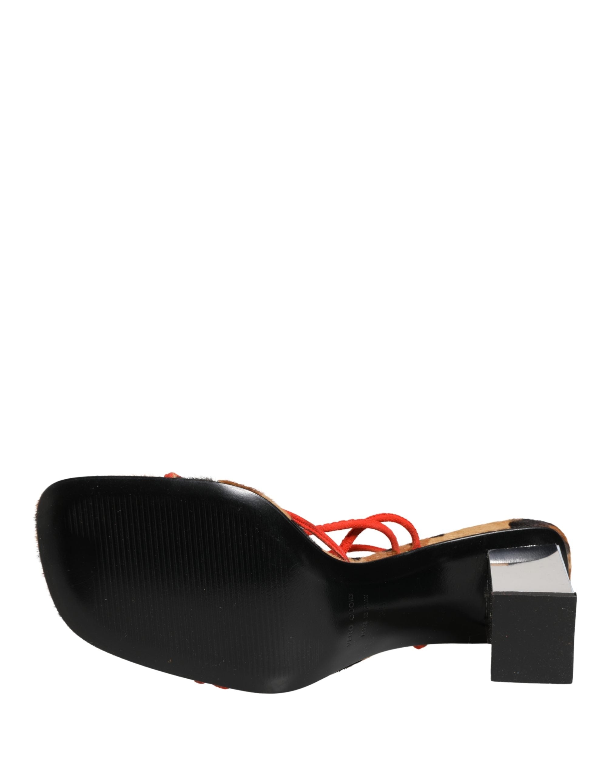 Multicolor Leather Block Heels Sandals