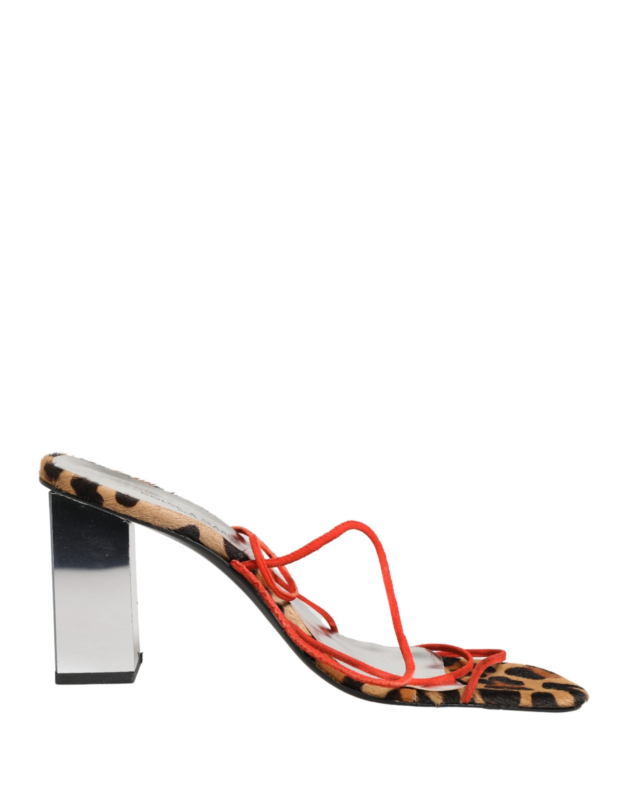 Multicolor Leather Block Heels Sandals