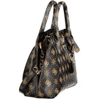 Brown Polyurethane Women's Handbag