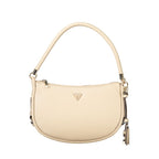 Beige Polyurethane Women Handbag