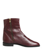 Mokassins aus kastanienbraunem Leder Biker Stiefeletten Schuhe