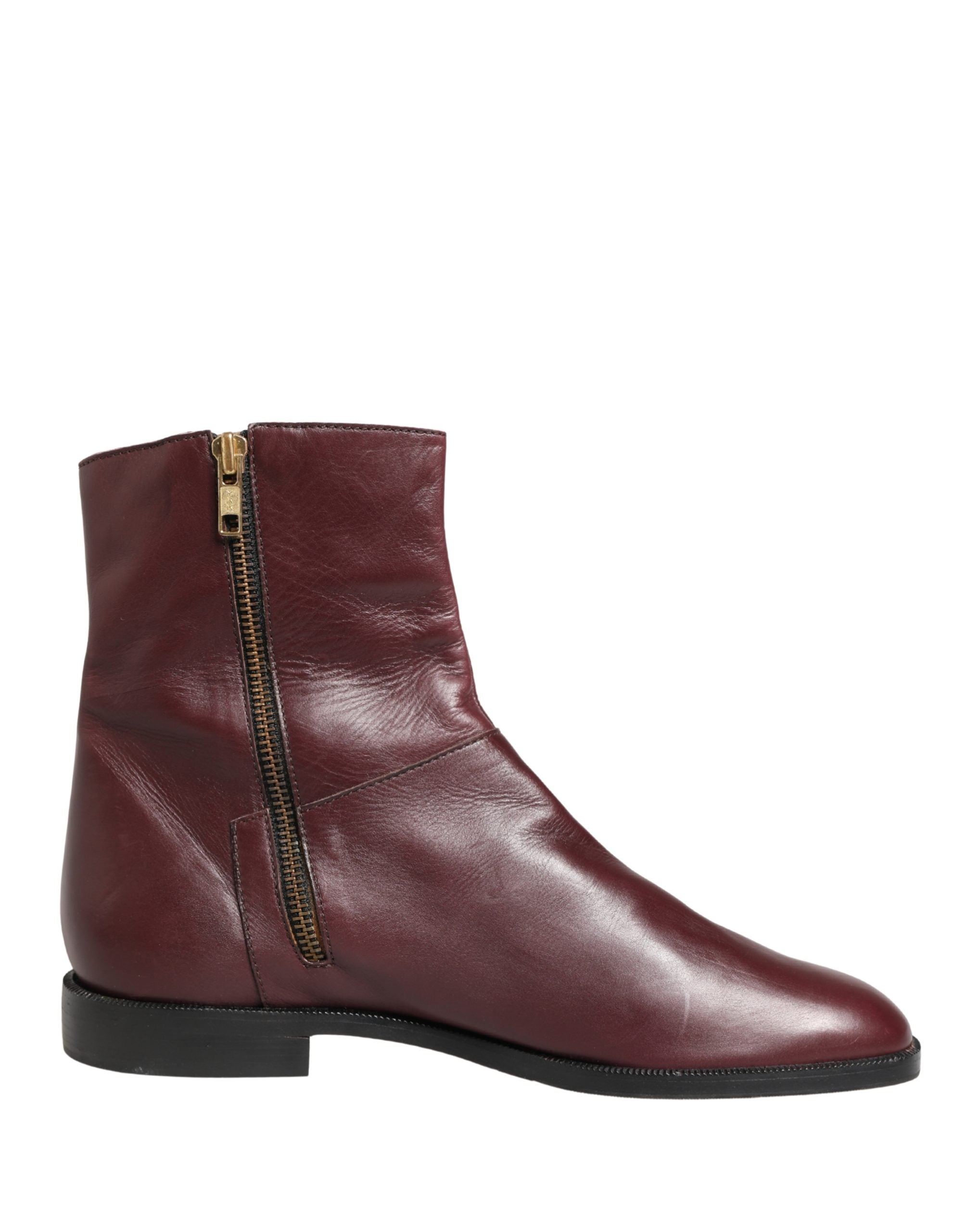 Mokassins aus kastanienbraunem Leder Biker Stiefeletten Schuhe