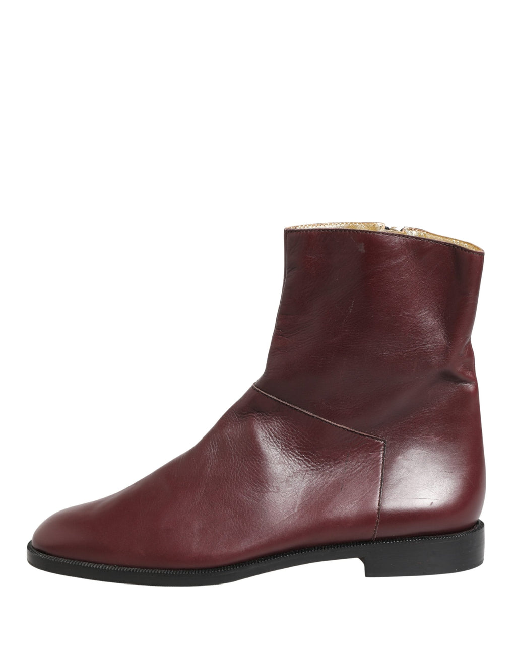 Mokassins aus kastanienbraunem Leder Biker Stiefeletten Schuhe