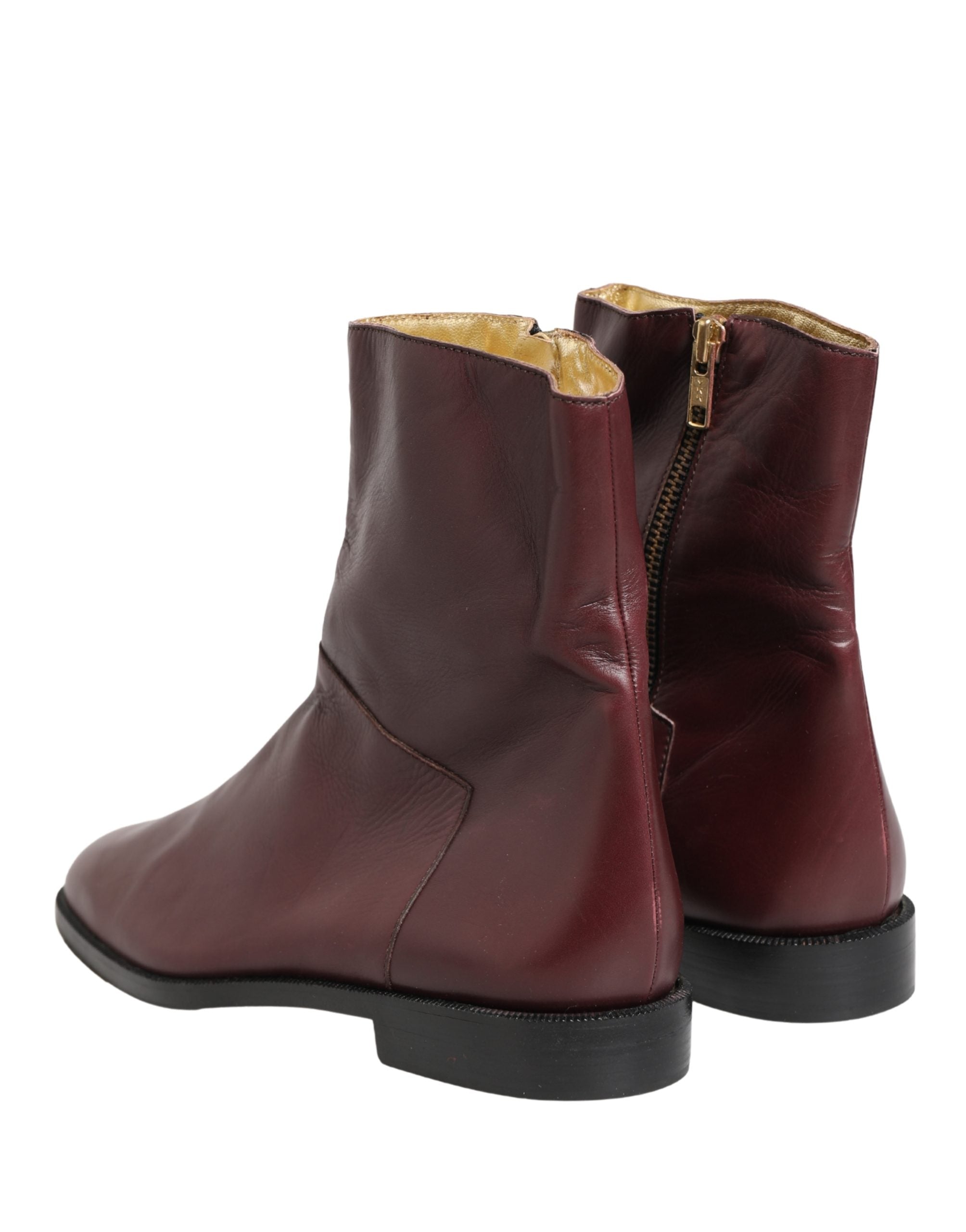 Mokassins aus kastanienbraunem Leder Biker Stiefeletten Schuhe