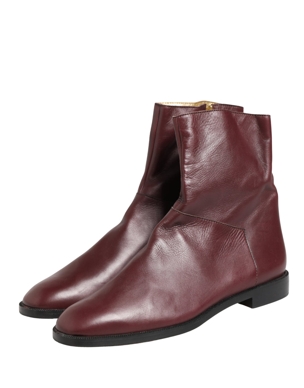 Mokassins aus kastanienbraunem Leder Biker Stiefeletten Schuhe