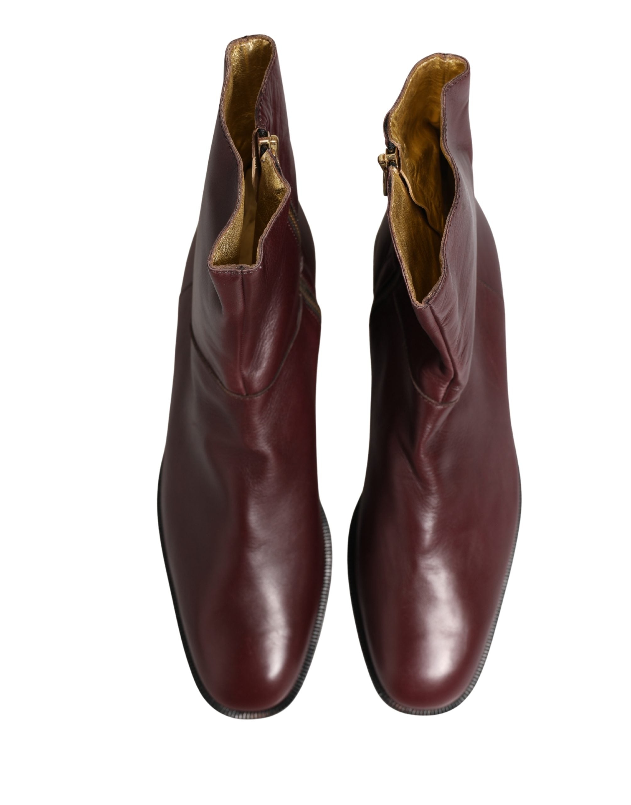 Mokassins aus kastanienbraunem Leder Biker Stiefeletten Schuhe
