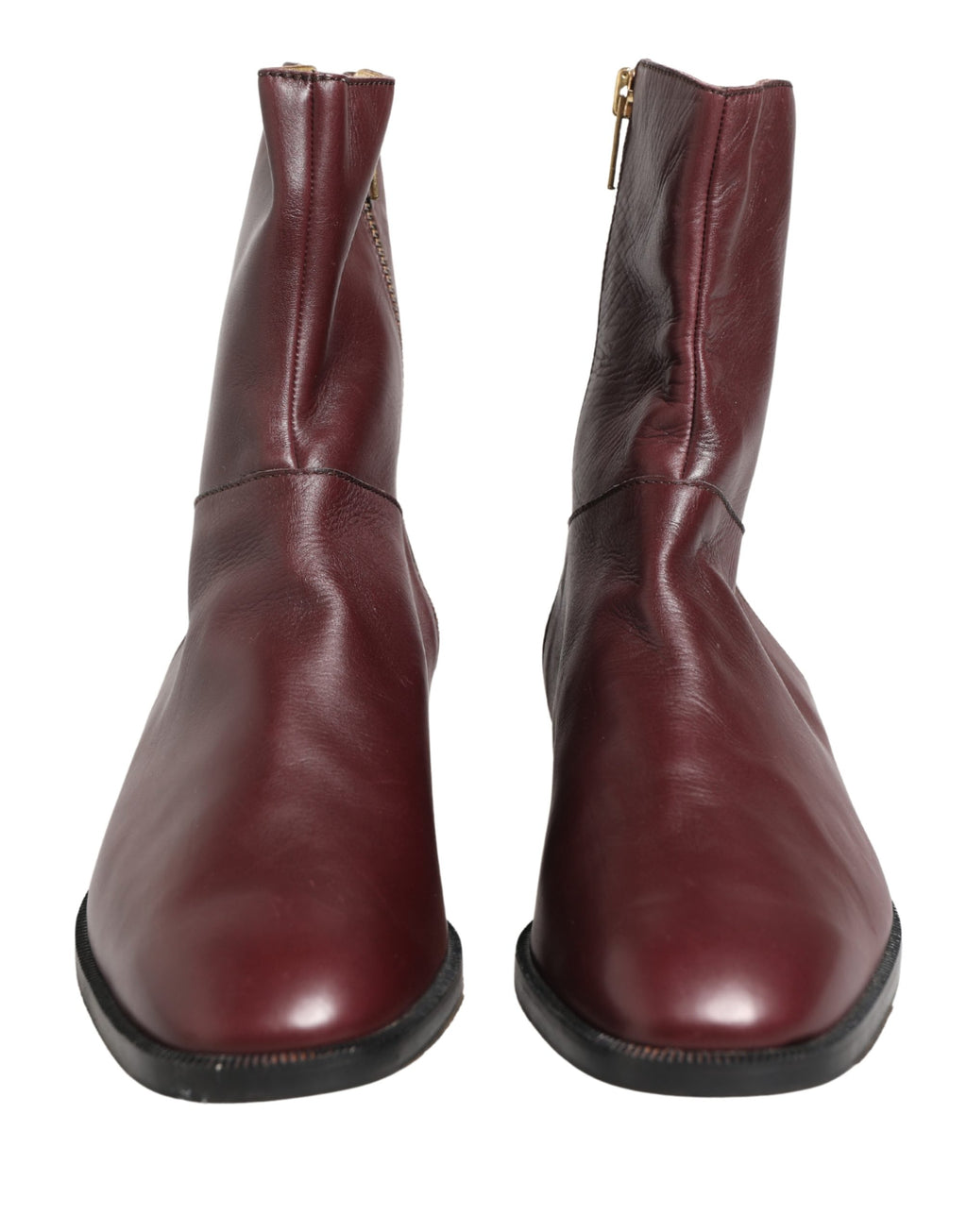 Mokassins aus kastanienbraunem Leder Biker Stiefeletten Schuhe