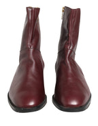Mokassins aus kastanienbraunem Leder Biker Stiefeletten Schuhe