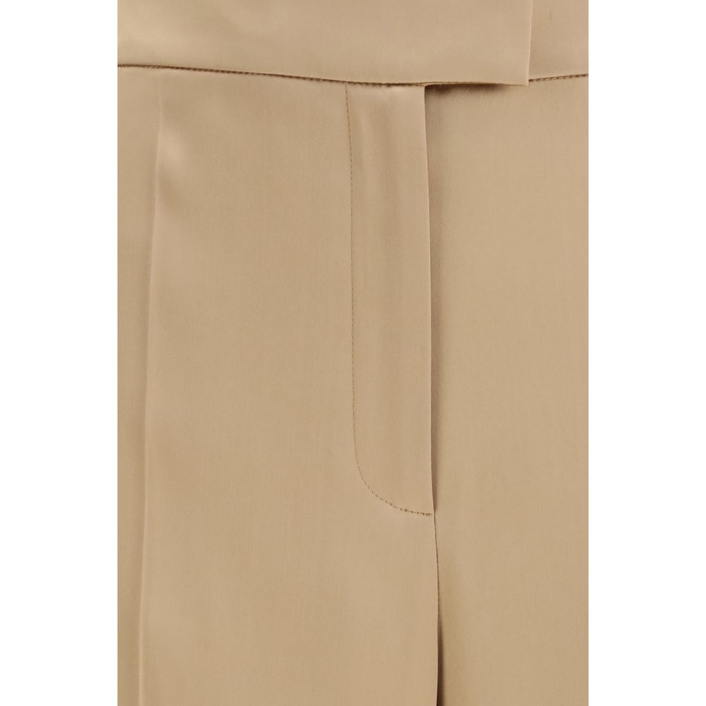 Beige Seidenhose