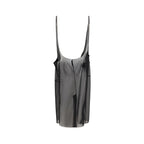 Black Polyester Midi Skirt