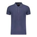 Blue Cotton Men Polo Shirt