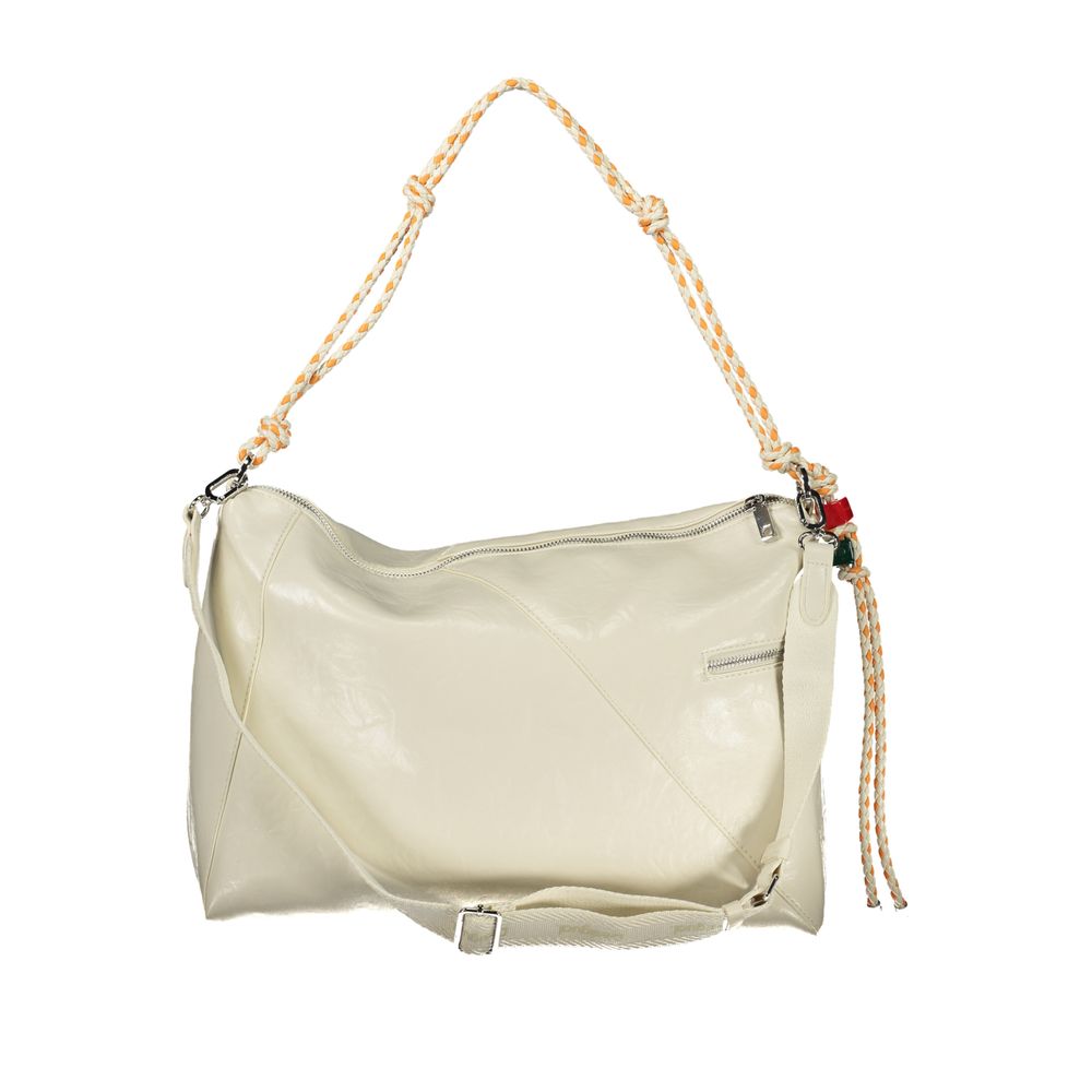 Ecru Polyurethane Women's Handbag