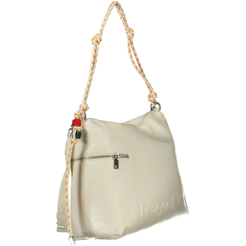 Ecru Polyurethane Women's Handbag