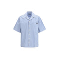 Blue Cotton Short-sleeved Shirt