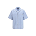 Blue Cotton Short-sleeved Shirt