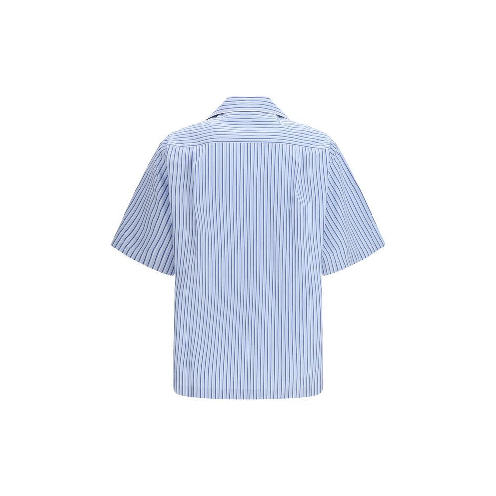 Blue Cotton Short-sleeved Shirt