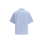 Blue Cotton Short-sleeved Shirt