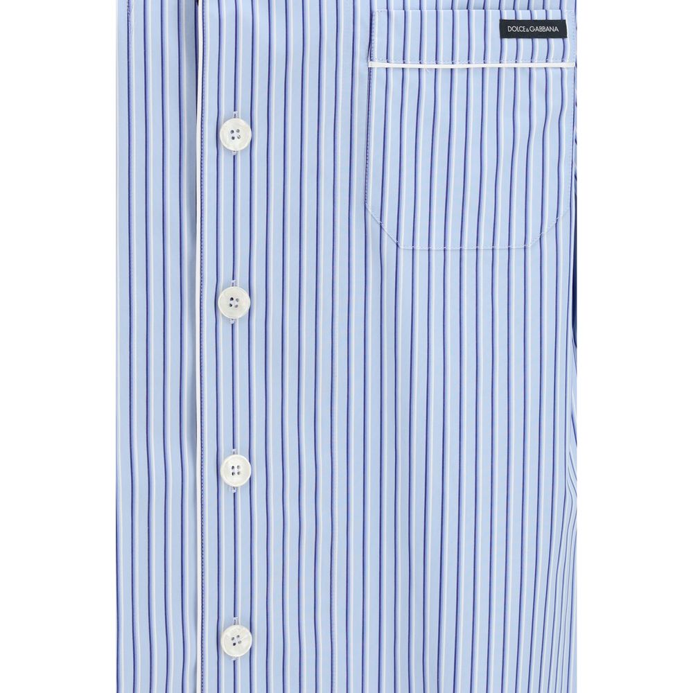 Blue Cotton Short-sleeved Shirt