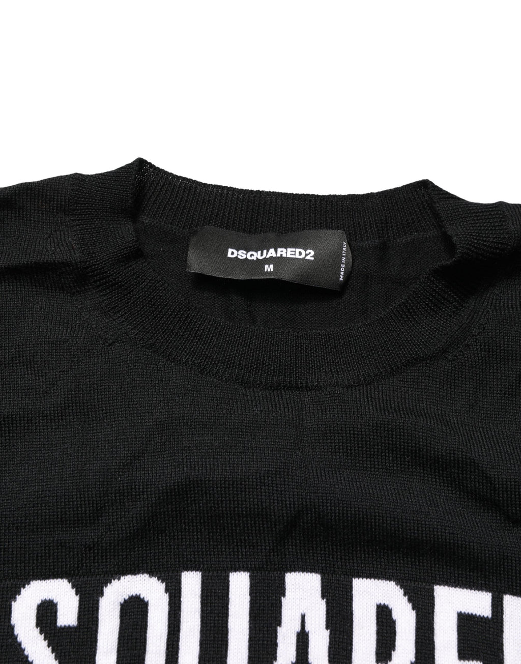 Schwarzer Logo Strickpullover mit Rundhalsausschnitt für Herren