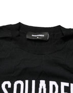 Schwarzer Logo Strickpullover mit Rundhalsausschnitt für Herren