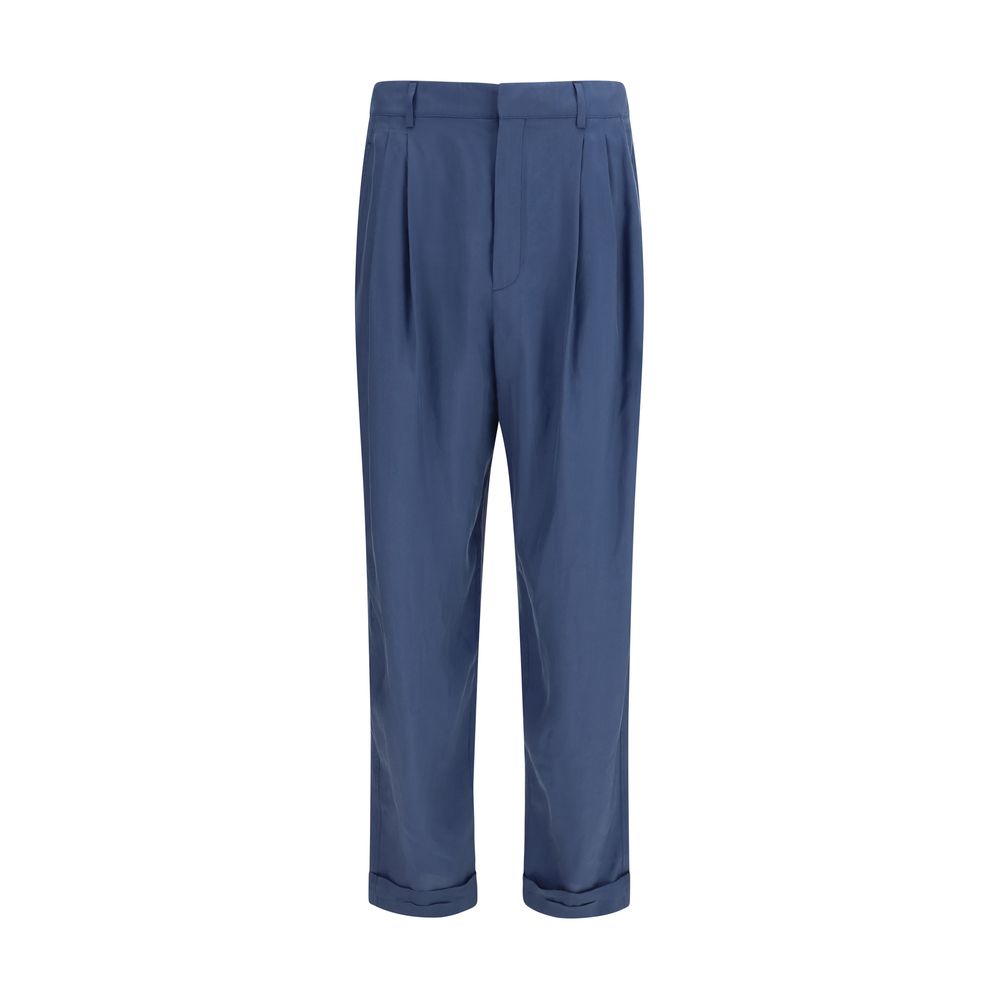 Blaue Seidenhose