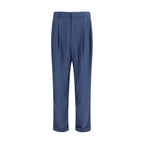 Blaue Seidenhose