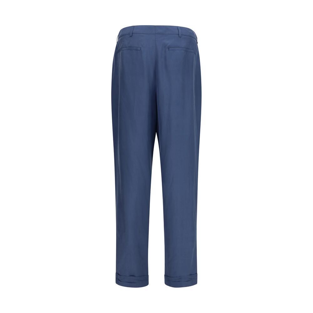 Blaue Seidenhose